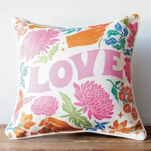 Dainty Floral Love Square Pillow