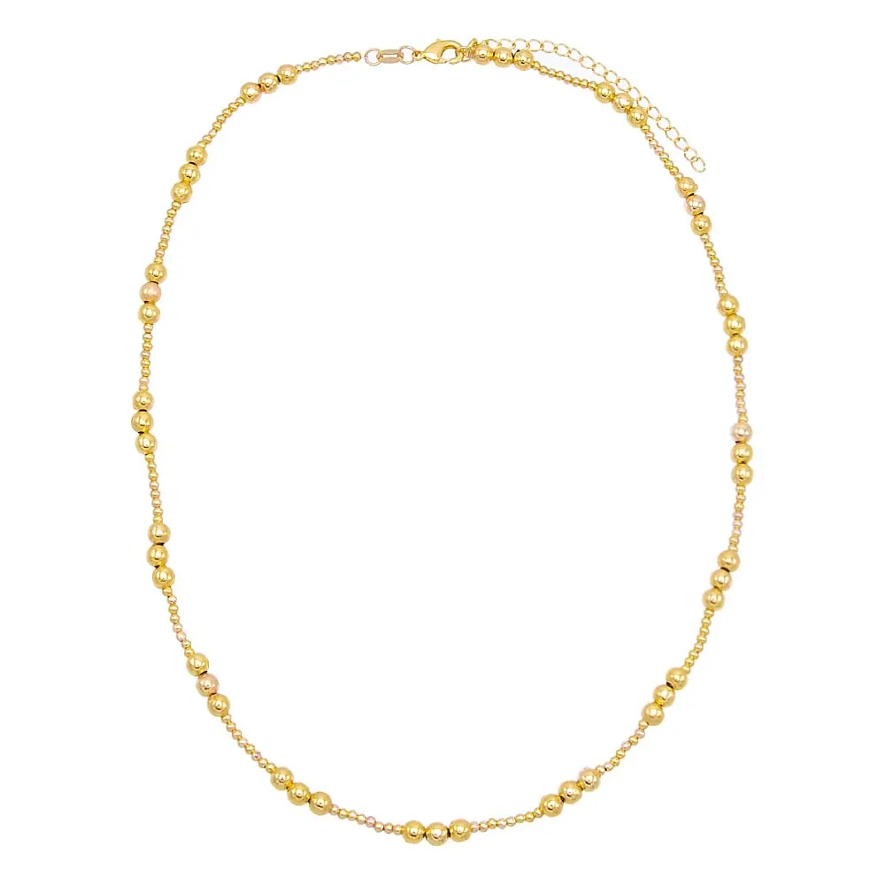 Dainty Multi Sized Beaded Ball Necklace