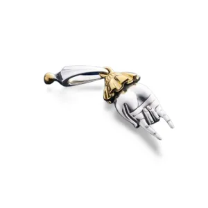 Designer Sterling Silver 22k Gilded Protective Hand Mihail Chemiakin Slide Pendant