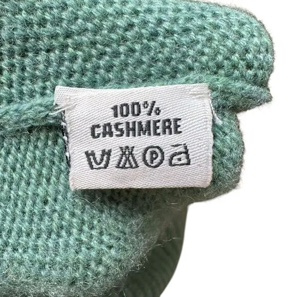 Diane Snyder Vintage Green Hand Knit Cashmere Cardigan Sweater Pockets Classic