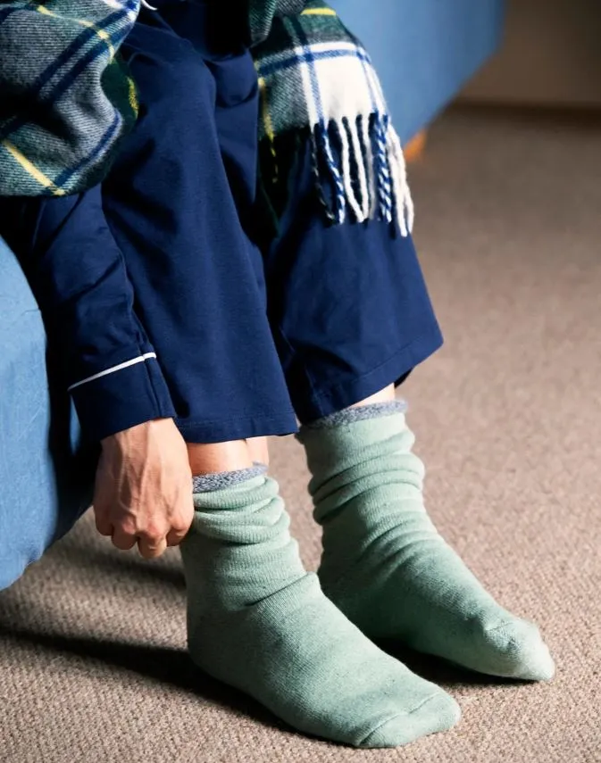 Double Face Cozy Sleeping Socks - Extra Fine Merino  - Green Gray