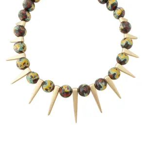 Dragon enamel and gold spike necklace