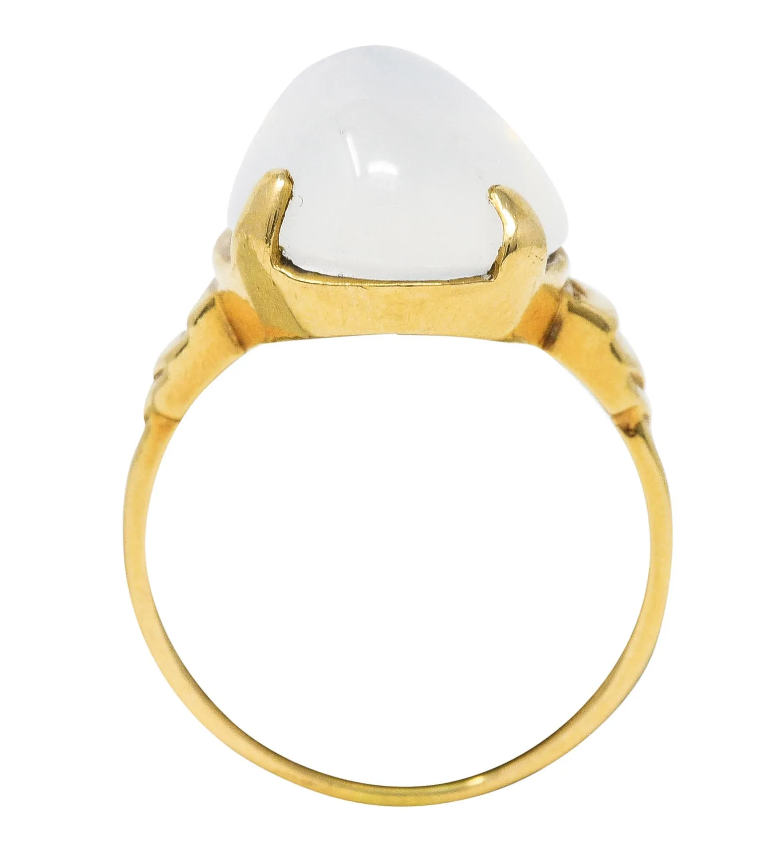 Early Retro Moonstone 14 Karat Yellow Gold Gemstone Ring