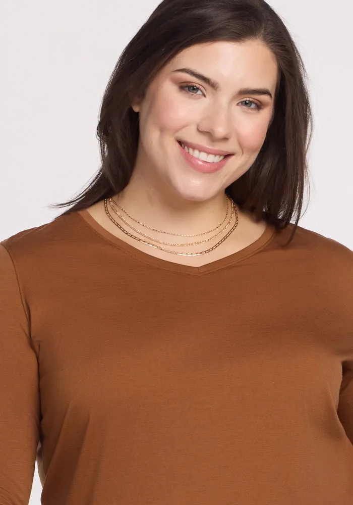 Elena V Neck - Sahara Dust