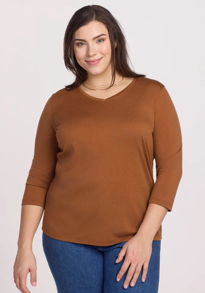 Elena V Neck - Sahara Dust