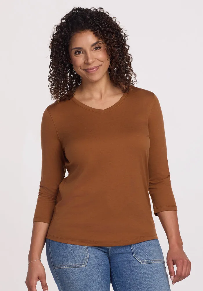 Elena V Neck - Sahara Dust
