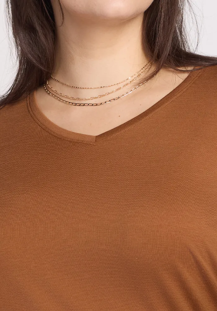Elena V Neck - Sahara Dust