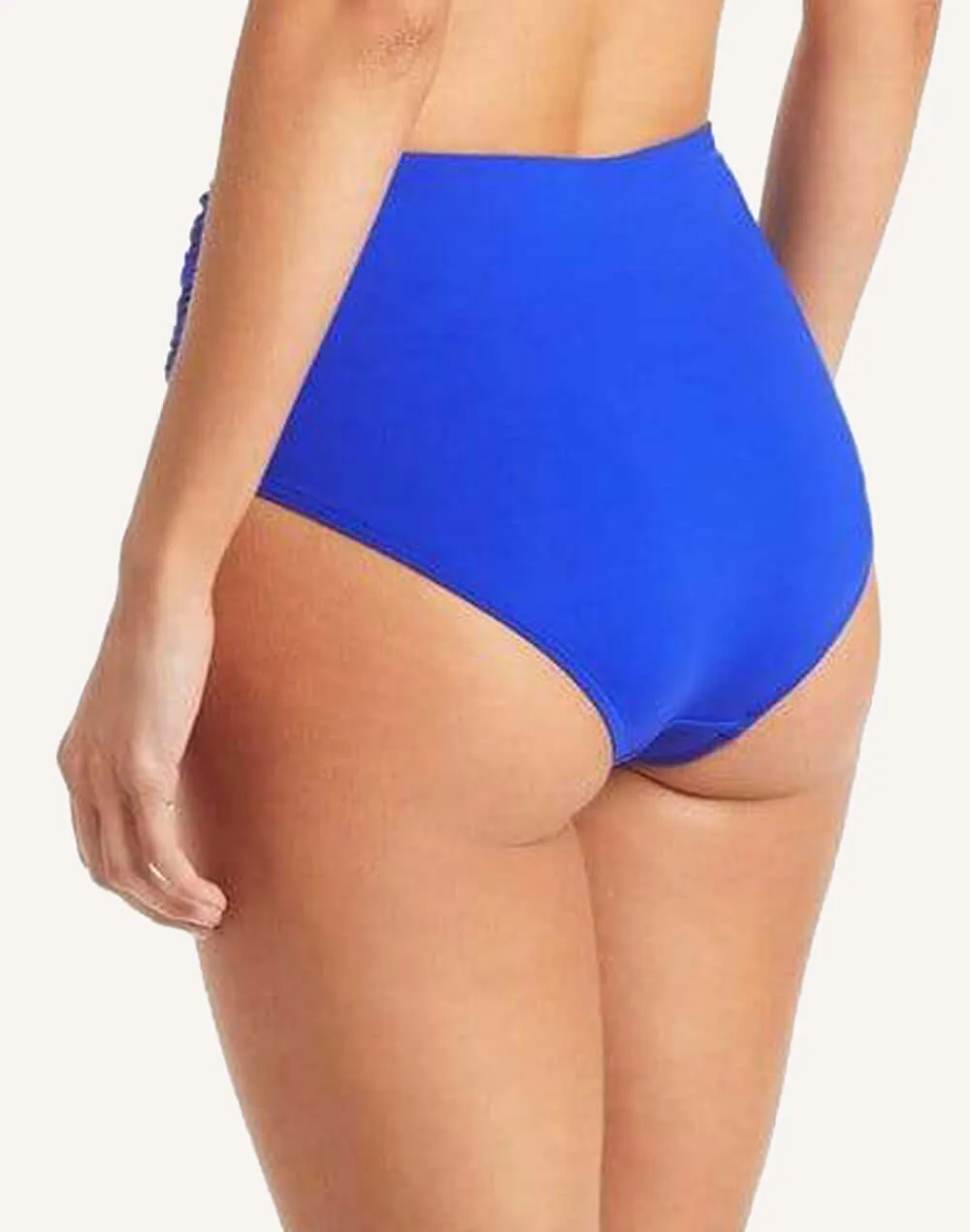 Essentials Cobalt Gather Side High Waist Bikini Bottom