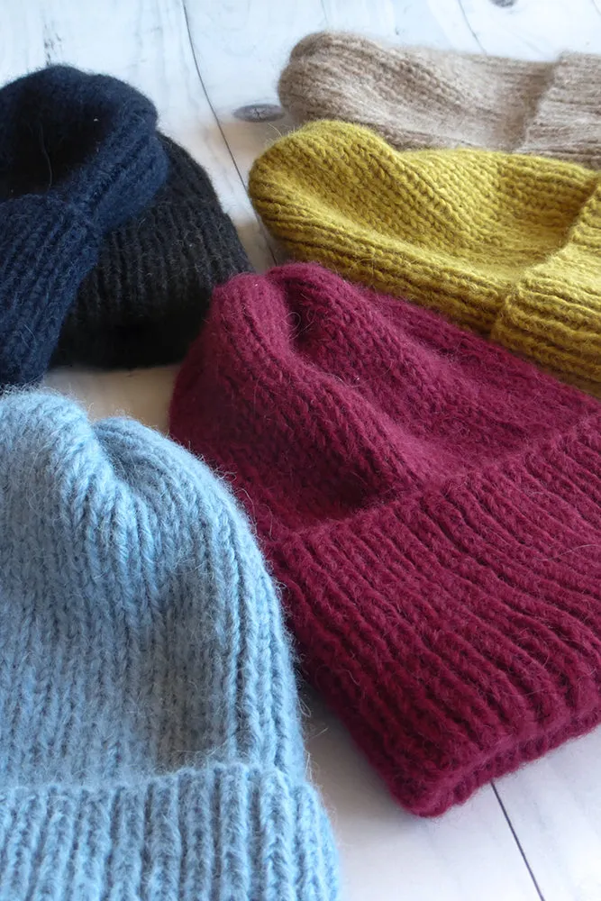 Extra Soft Alpaca Wool Rib Knit Beanie Hat