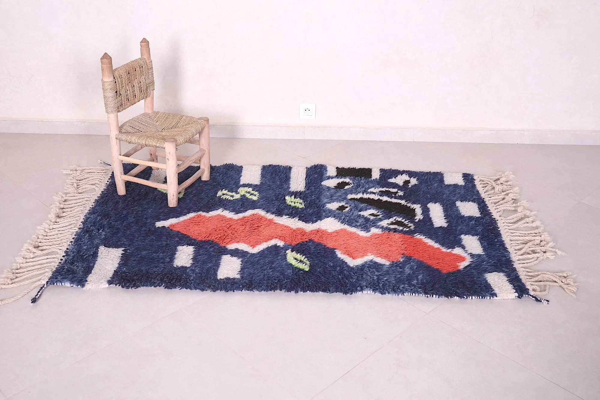 Fabulous Blue Azilal Rug – 3.3 X 5.9 Feet | Bold and Vibrant