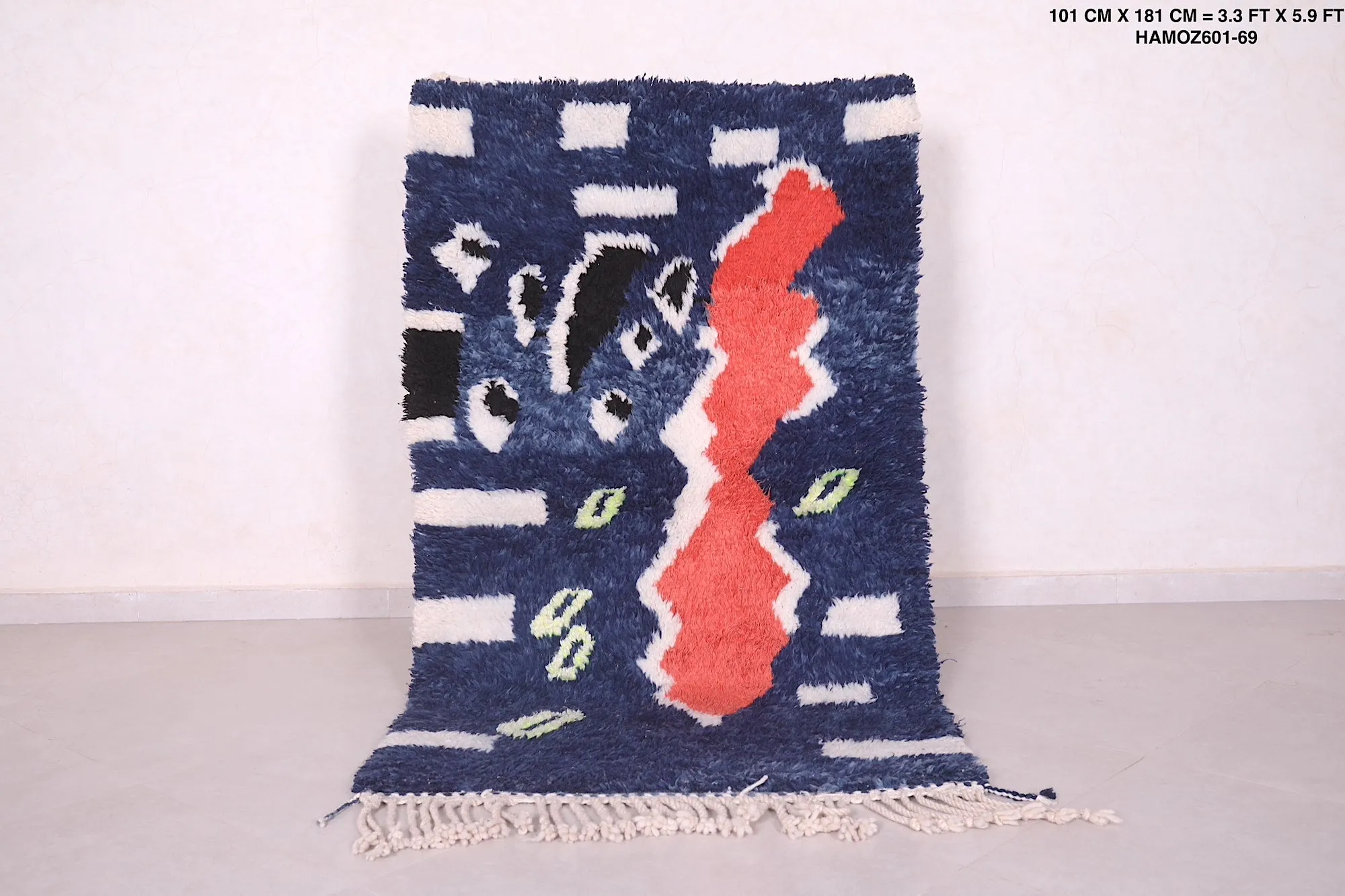 Fabulous Blue Azilal Rug – 3.3 X 5.9 Feet | Bold and Vibrant