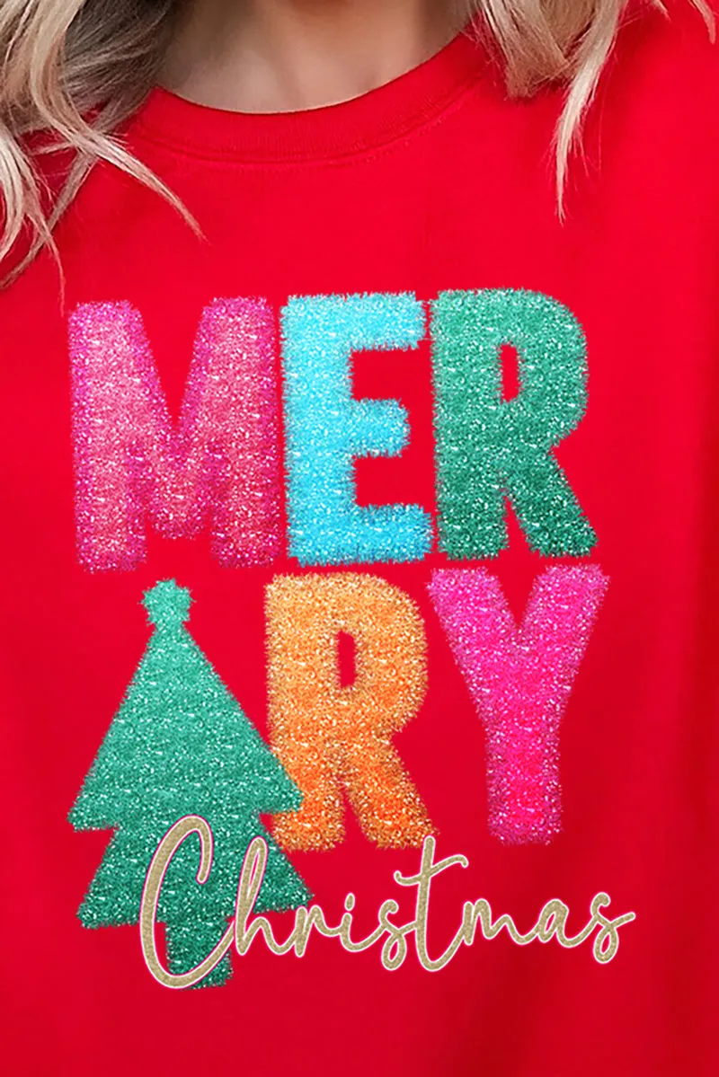 Faux Tinsel Merry Christmas Transfer Unisex NuBlend Crew Sweatshirt