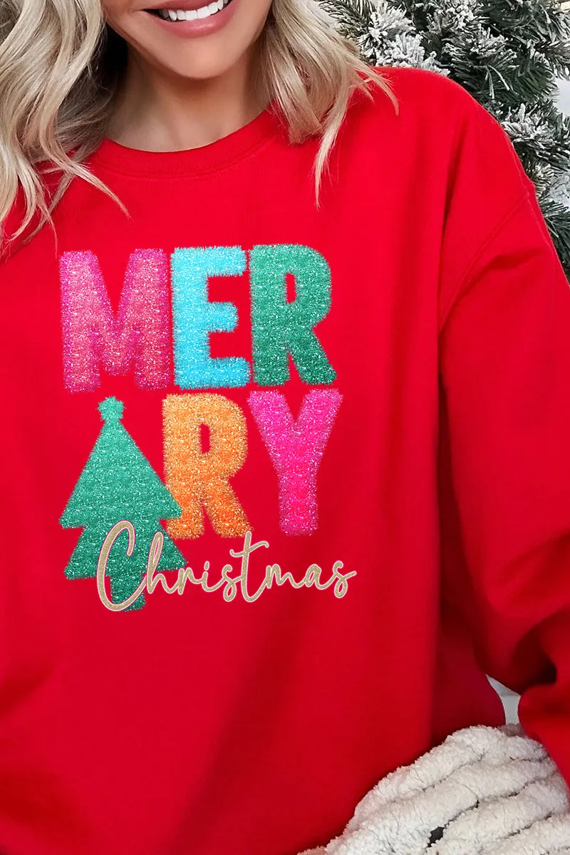 Faux Tinsel Merry Christmas Transfer Unisex NuBlend Crew Sweatshirt