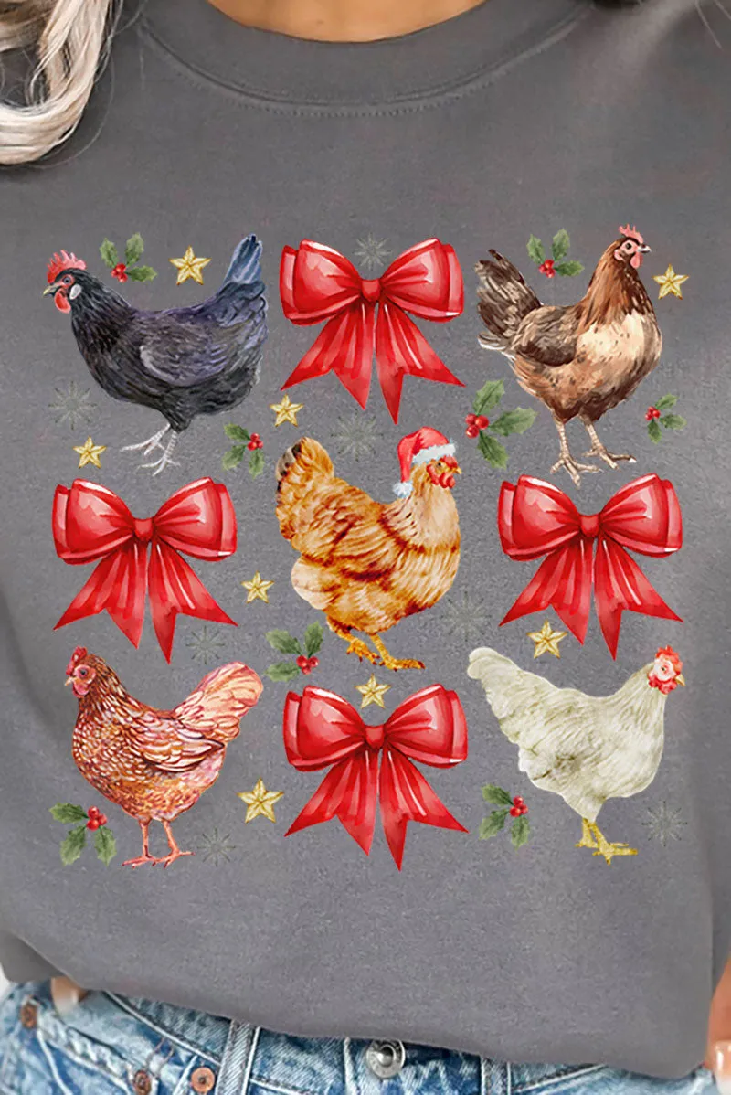 Festive Chickens And Coquette Bows Unisex NuBlend Crew Sweatshirt
