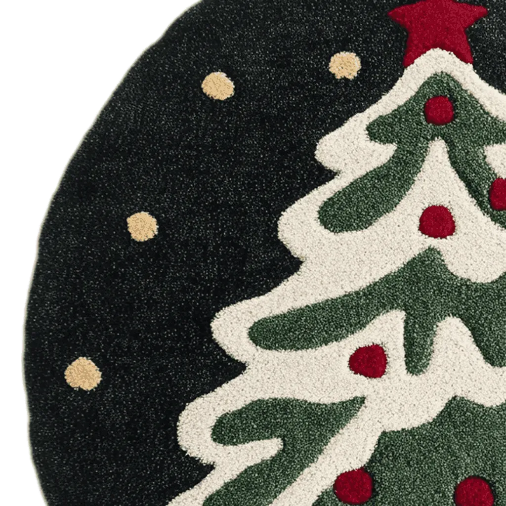 Festive Evergreen Round Hand Tufted Rug