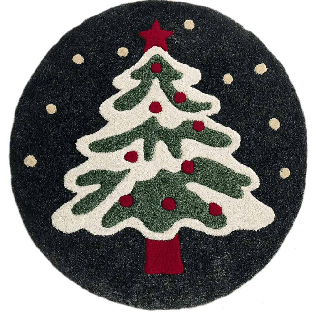 Festive Evergreen Round Hand Tufted Rug