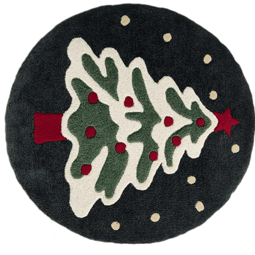 Festive Evergreen Round Hand Tufted Rug