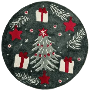 Festive Whimsy Round Hand Tufted Rug