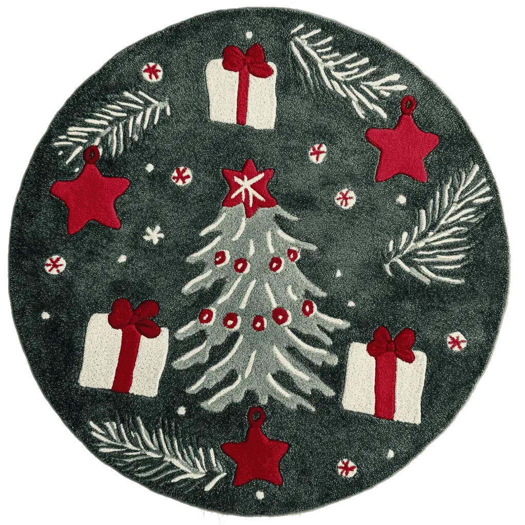 Festive Whimsy Round Hand Tufted Rug