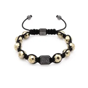 Fiery Knotted Pyrite Bracelet With Rhodium Over Solid Silver | 10MM