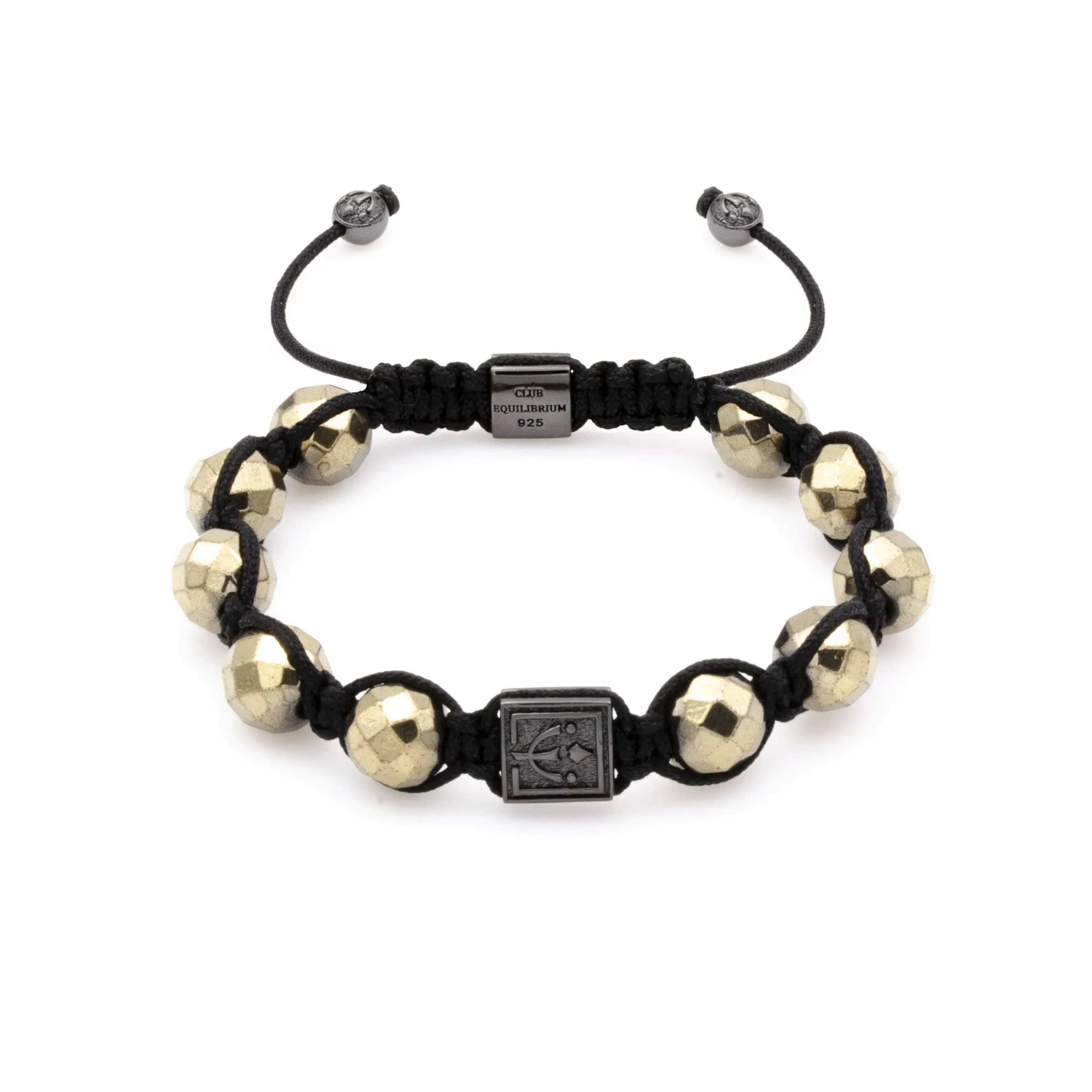 Fiery Knotted Pyrite Bracelet With Rhodium Over Solid Silver | 10MM