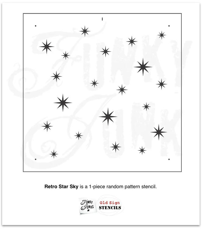 FJ167 Funky Junk's Retro Star Sky stencil