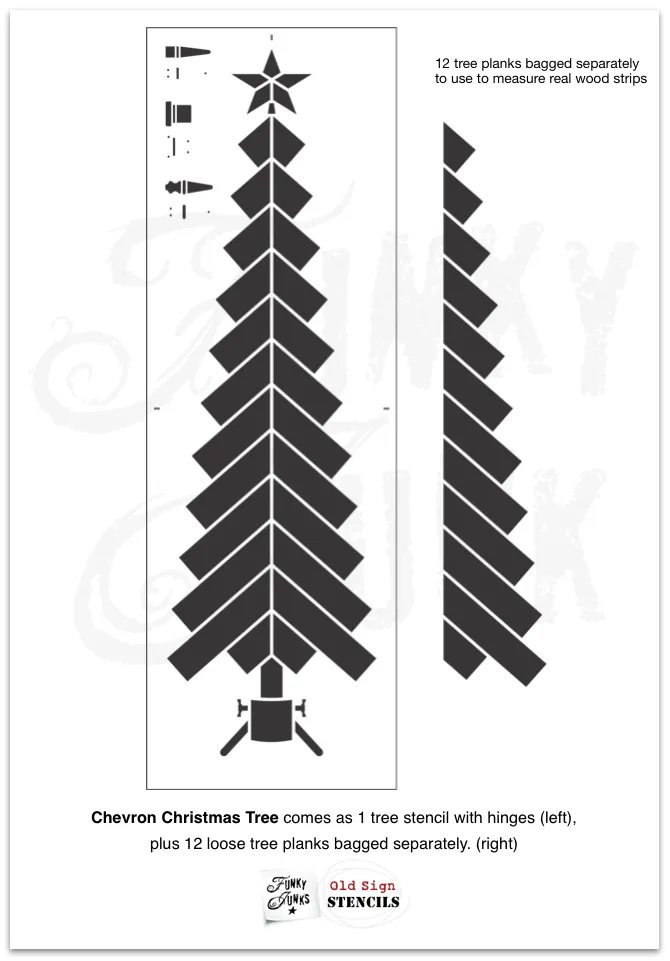 FJ168 Funky Junk's Chevron Christmas Tree stencil