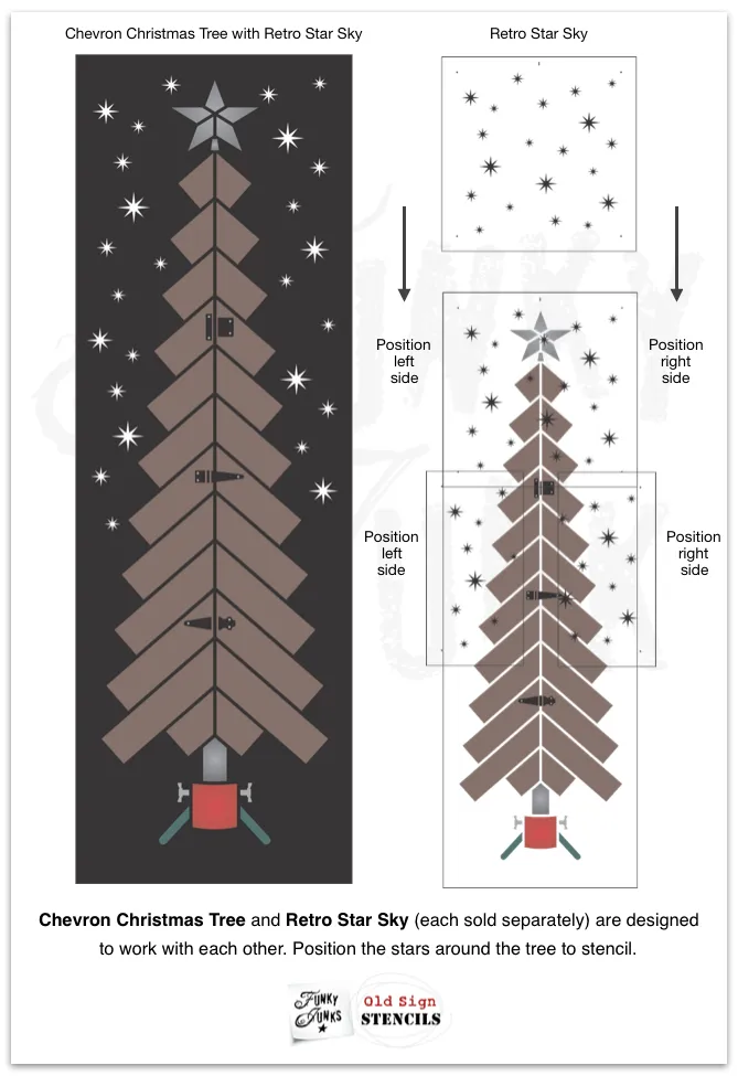 FJ168 Funky Junk's Chevron Christmas Tree stencil