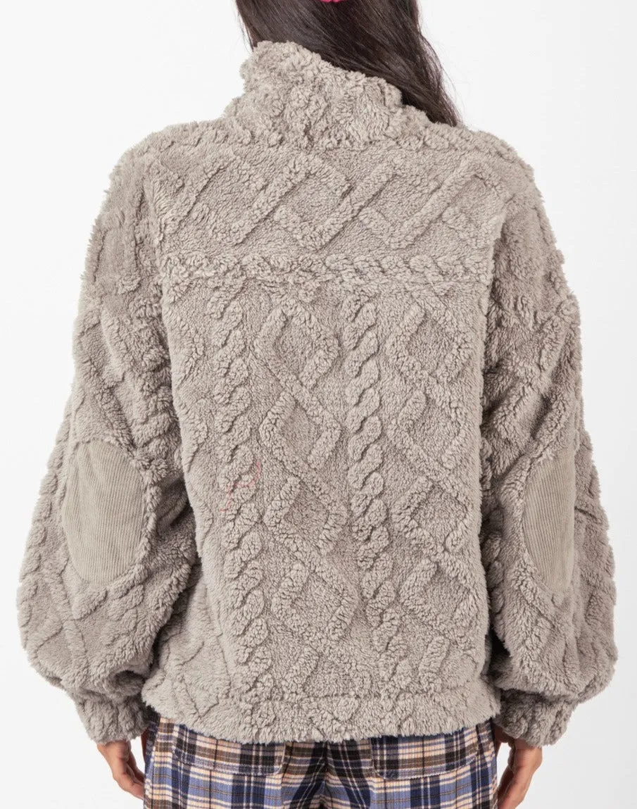 Fleece Cozy Cable Henley Pullover