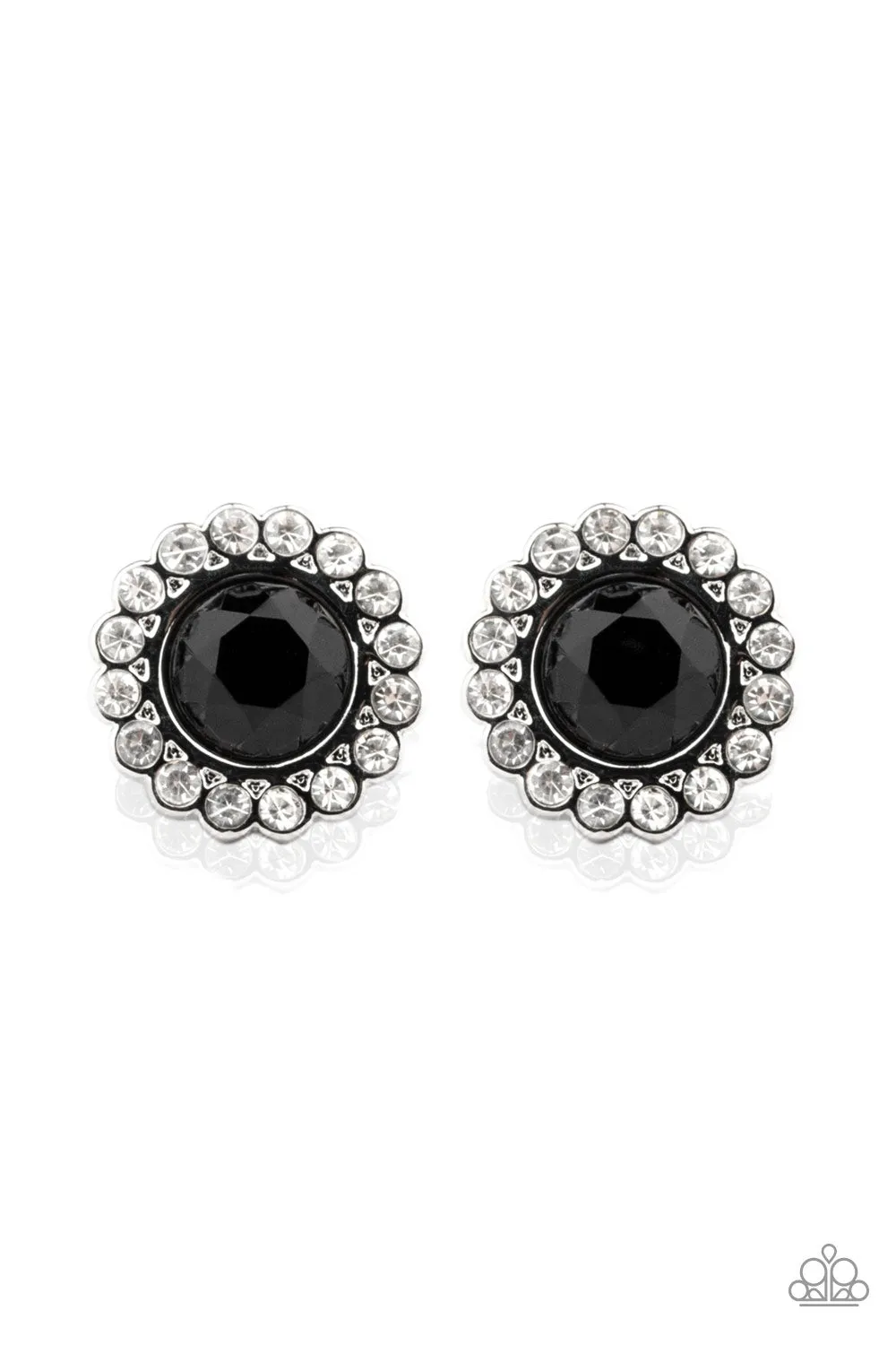 Floral Glow Black Post Earring