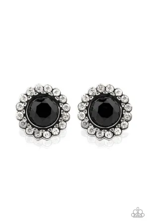 Floral Glow Black Post Earring