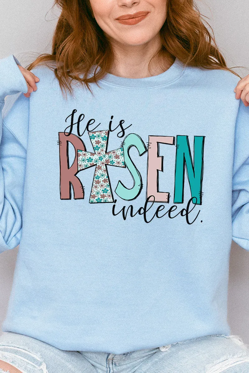Floral He Is Risen Indeed Unisex NuBlend Crew Sweatshirt