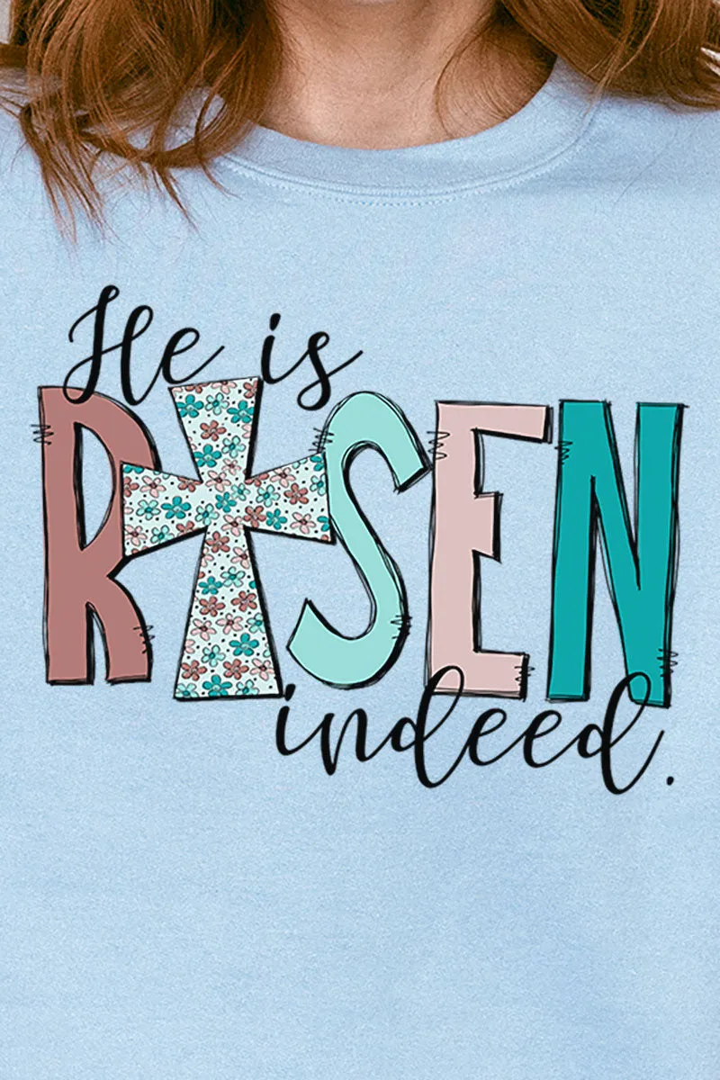 Floral He Is Risen Indeed Unisex NuBlend Crew Sweatshirt