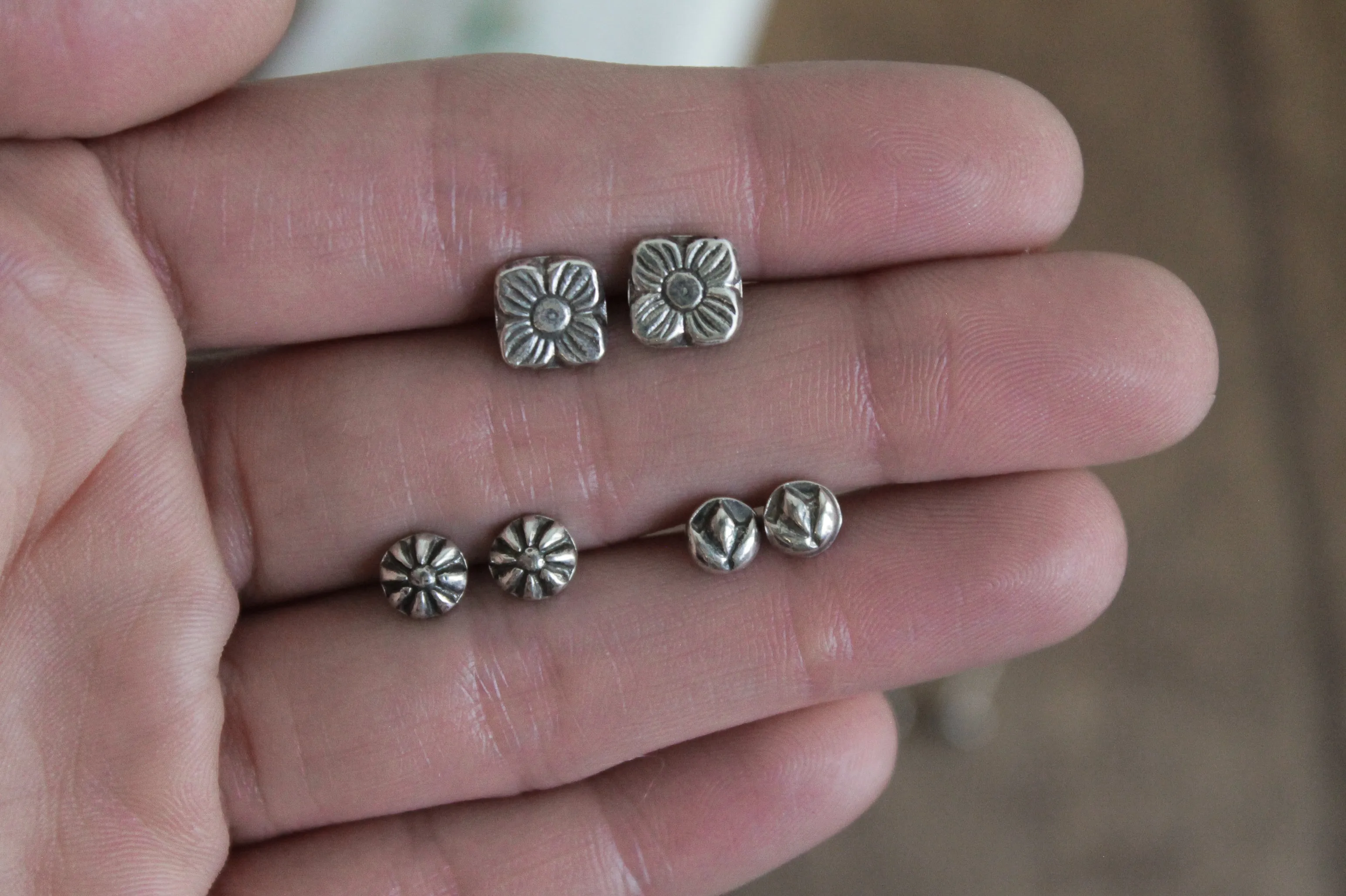 Floral Sterling Silver Stud Earrings