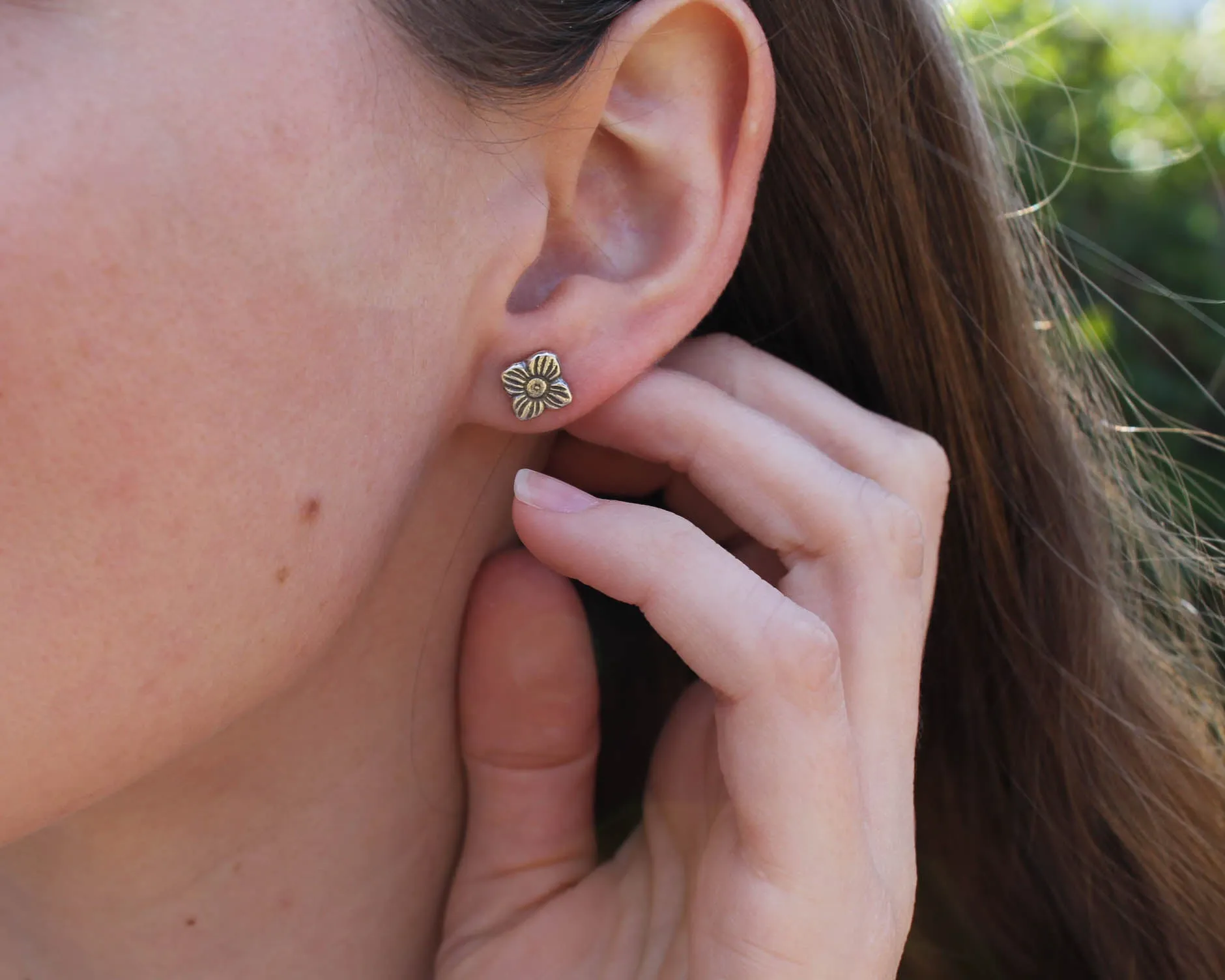 Floral Sterling Silver Stud Earrings
