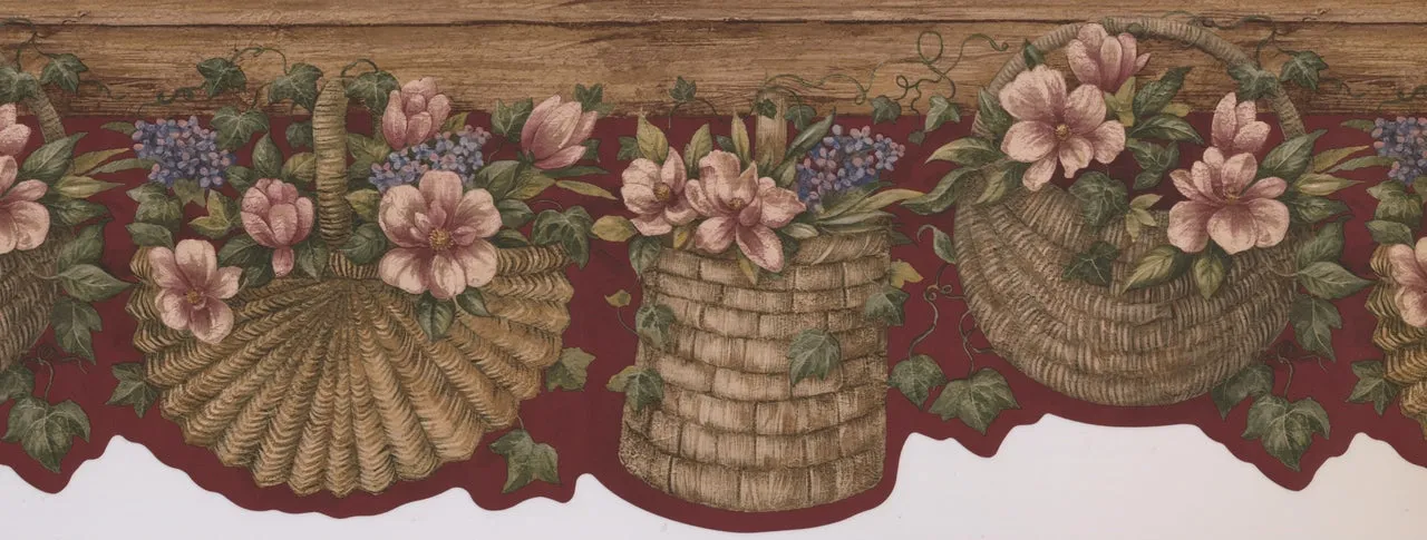 Flower Pots Hanging on the Wall Retro BSB7071B Wallpaper Border