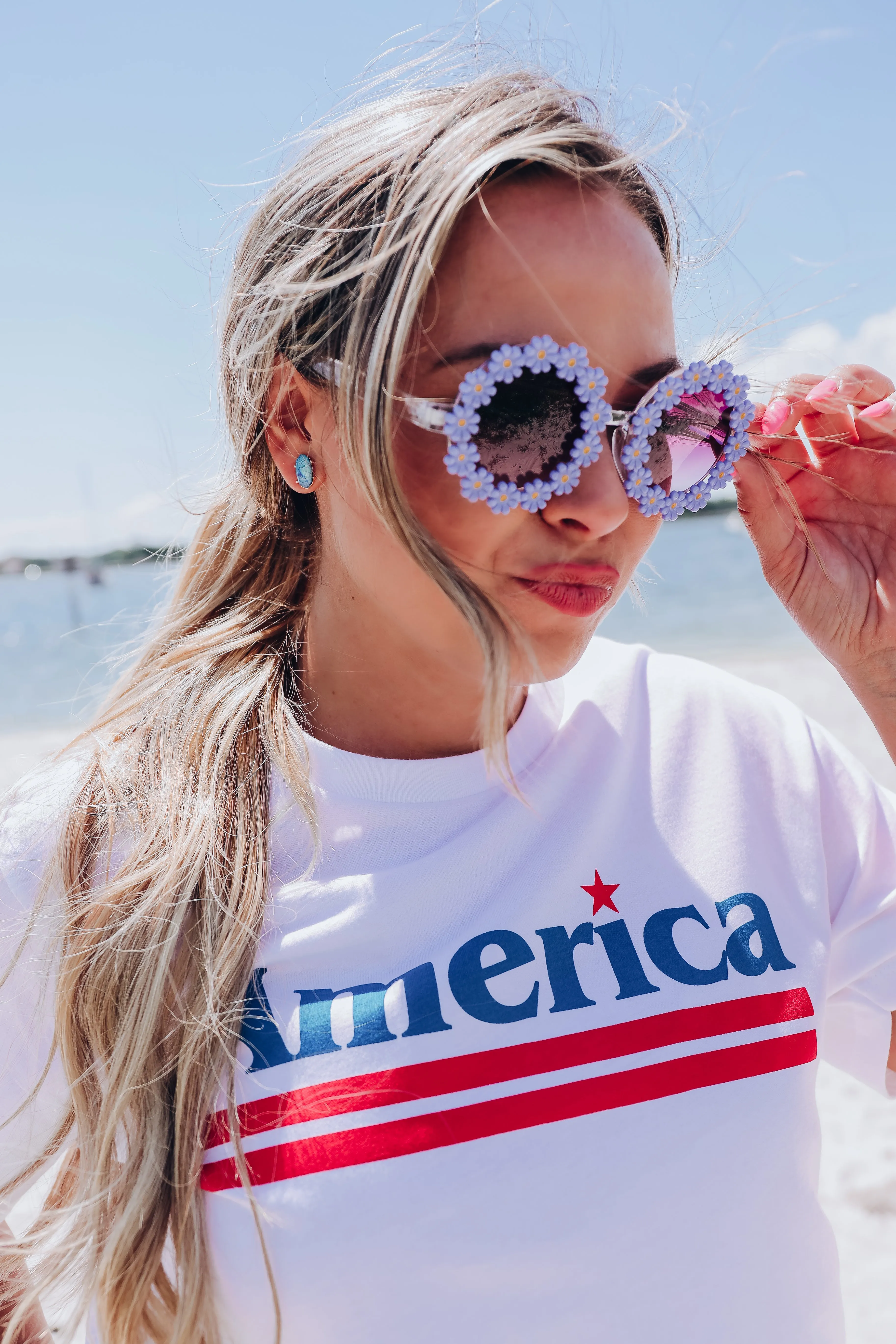 Flower Retro Round Sunglasses - Periwinkle