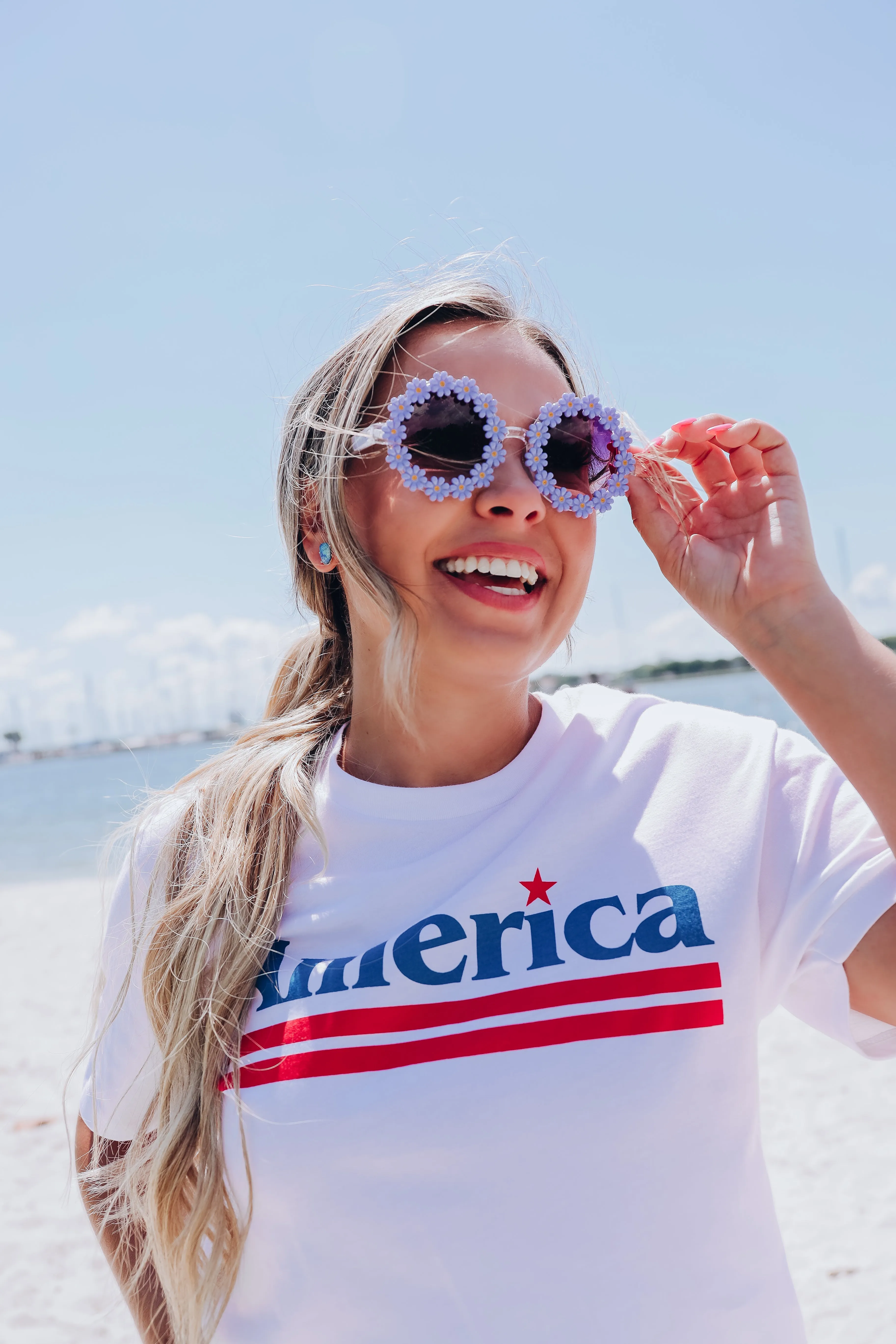 Flower Retro Round Sunglasses - Periwinkle