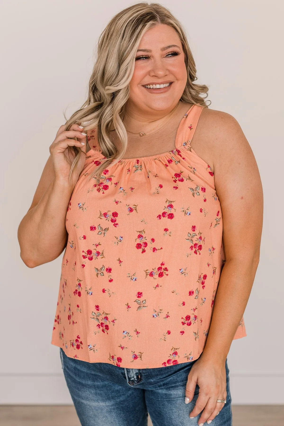 Fresh Feelings Floral Tank Top- Peach