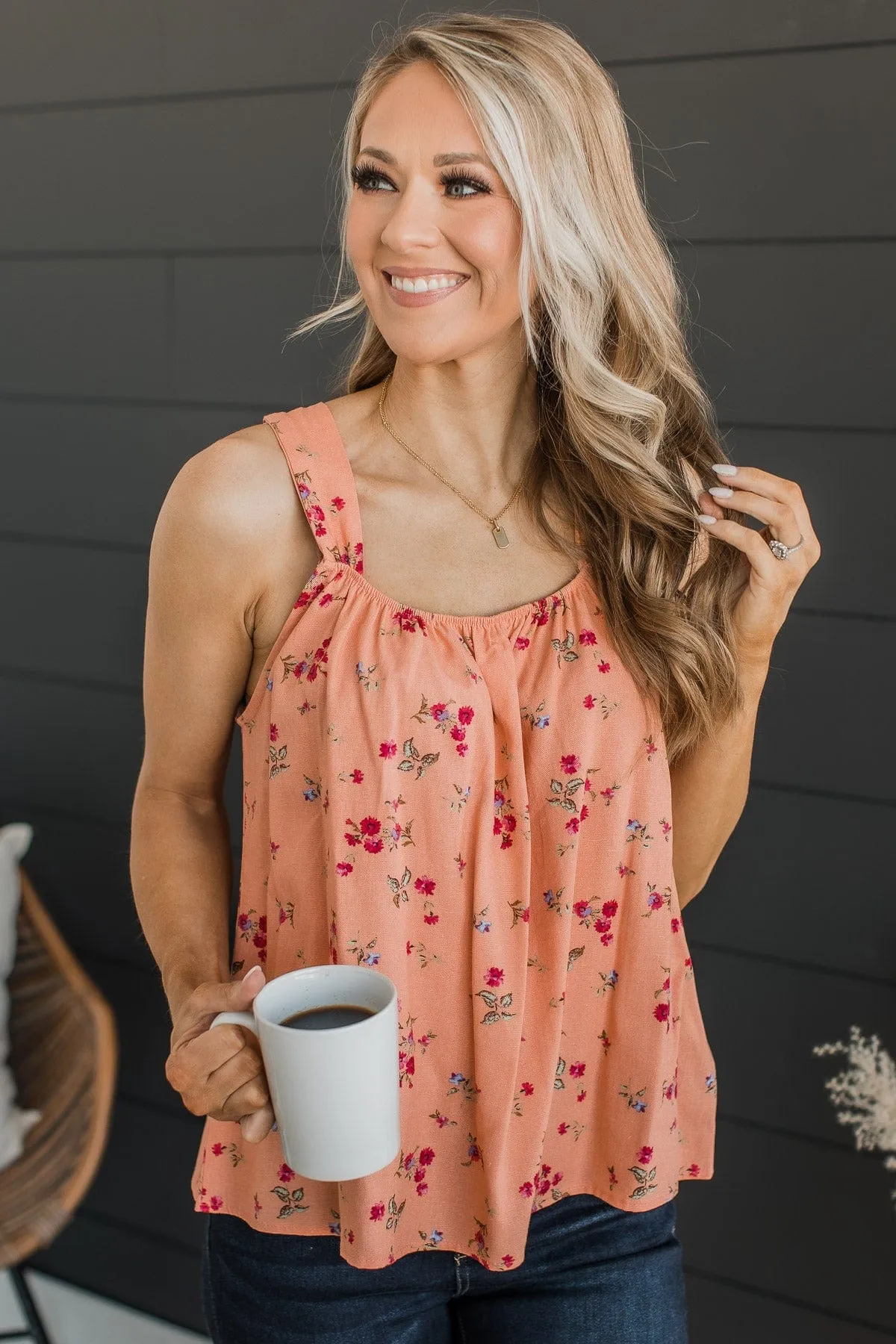 Fresh Feelings Floral Tank Top- Peach