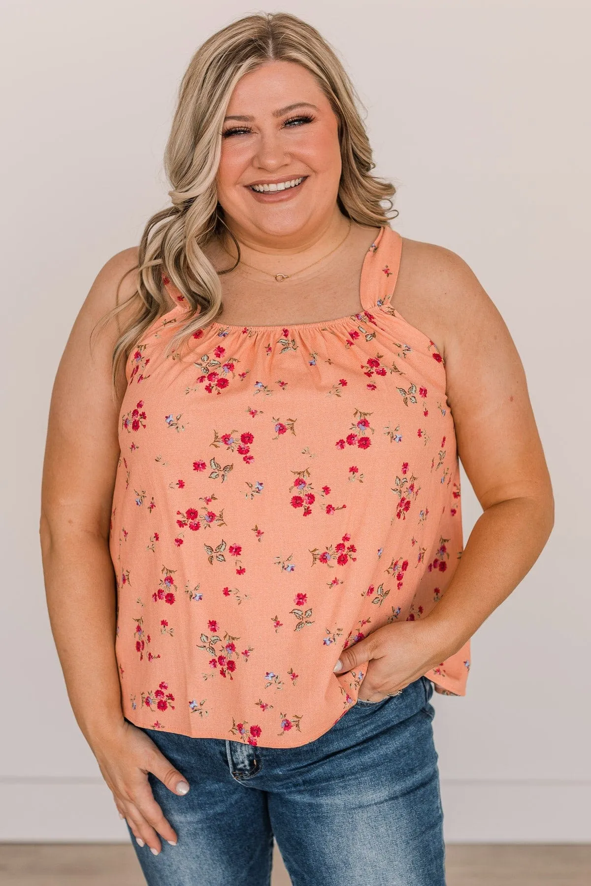 Fresh Feelings Floral Tank Top- Peach