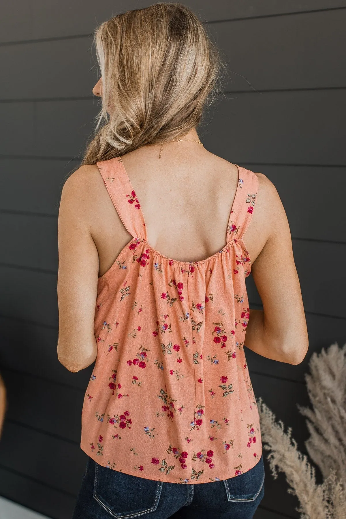 Fresh Feelings Floral Tank Top- Peach