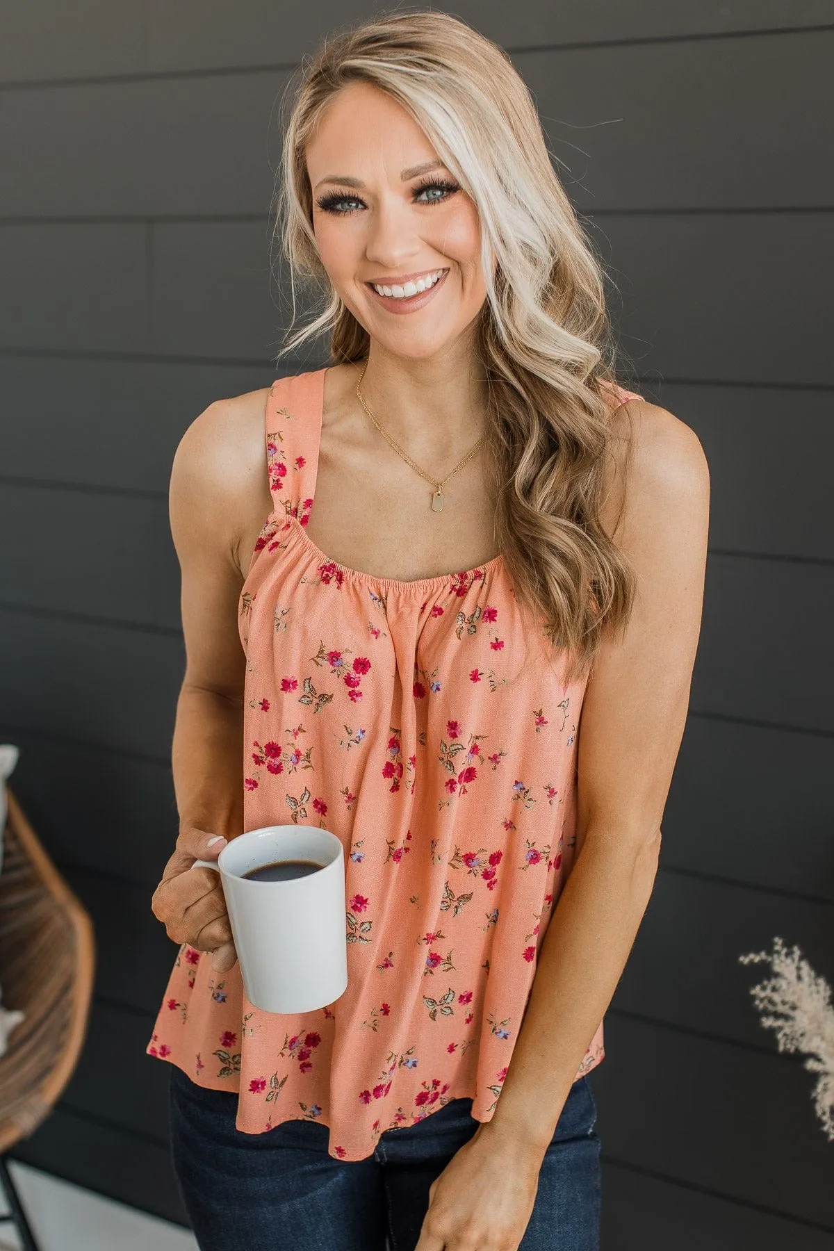 Fresh Feelings Floral Tank Top- Peach