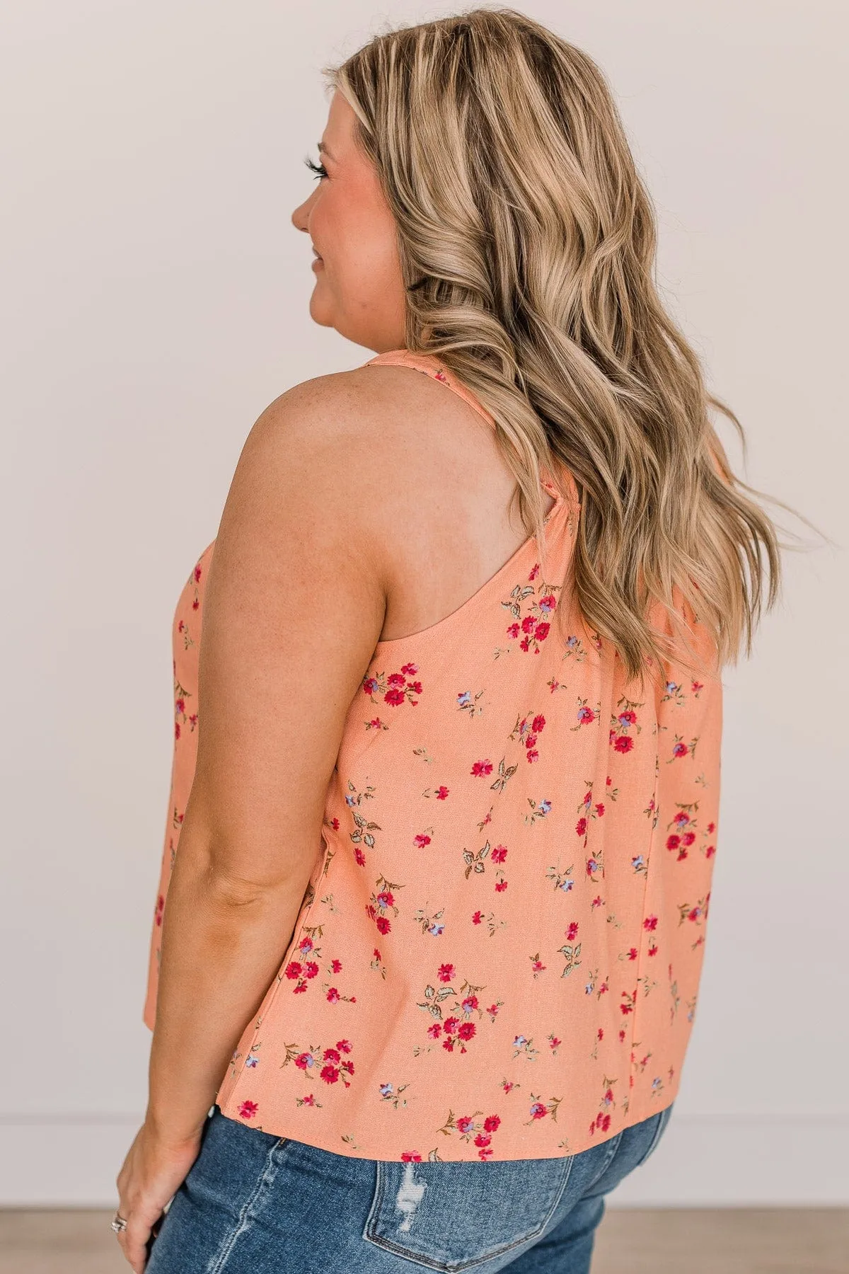 Fresh Feelings Floral Tank Top- Peach
