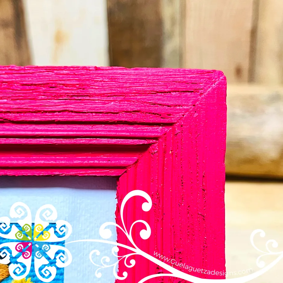 Fuchsia Culturas Bordadas - Embroidered Wood Frame