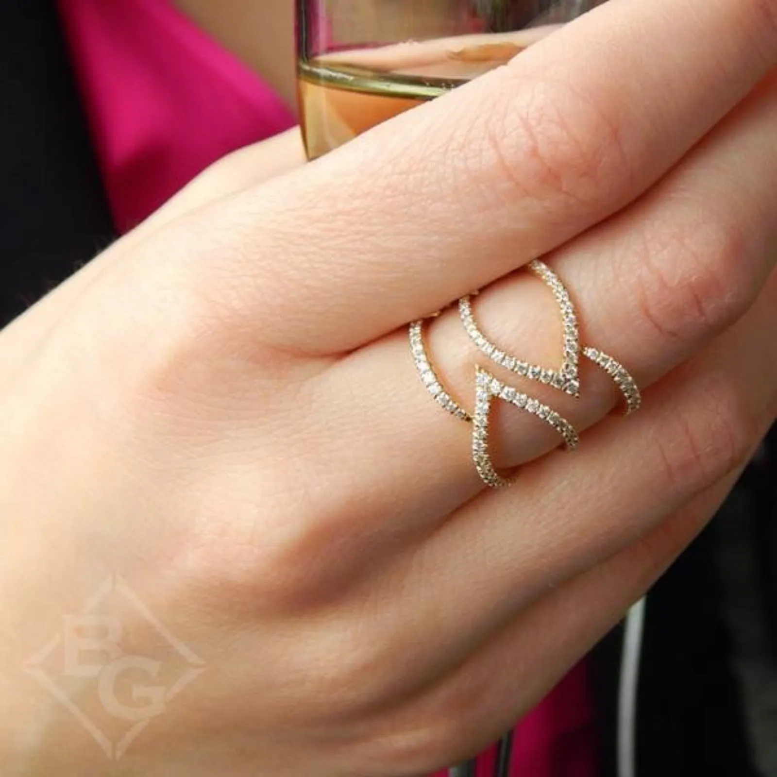 Gabriel & Co. Contemporary Wave Geometric Diamond Ring
