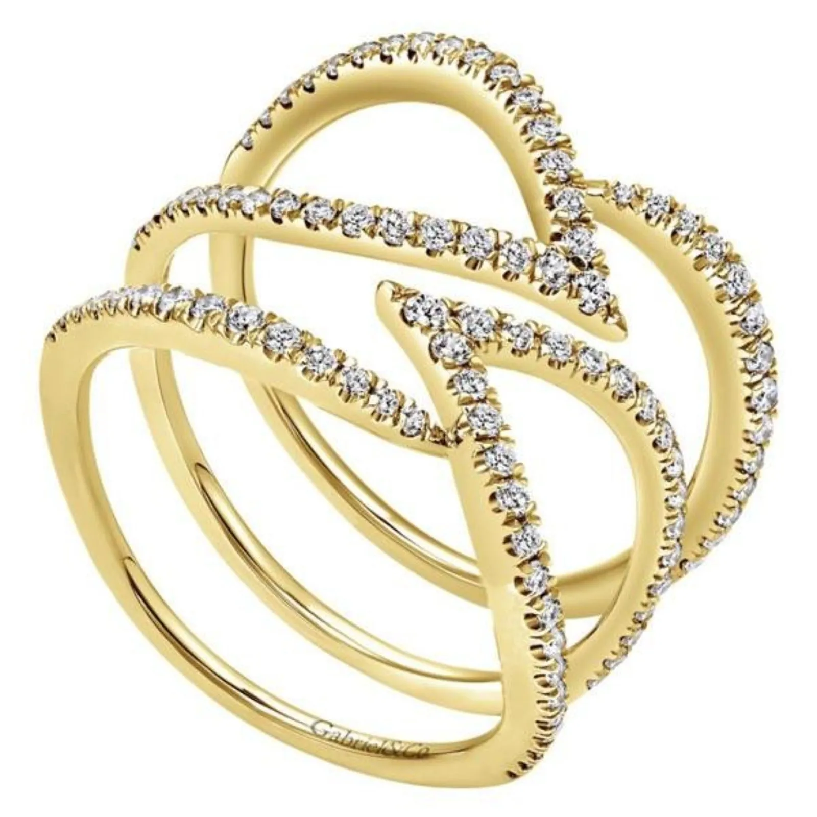 Gabriel & Co. Contemporary Wave Geometric Diamond Ring