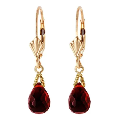 Galaxy Gold 14k Yellow Gold Jewelry Set: Natural Briolette Garnet 24" Pendant Necklace and Dangle Earrings