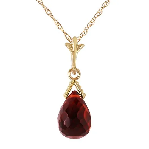 Galaxy Gold 14k Yellow Gold Jewelry Set: Natural Briolette Garnet 24" Pendant Necklace and Dangle Earrings