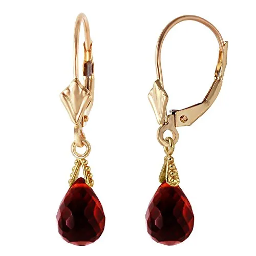 Galaxy Gold 14k Yellow Gold Jewelry Set: Natural Briolette Garnet 24" Pendant Necklace and Dangle Earrings